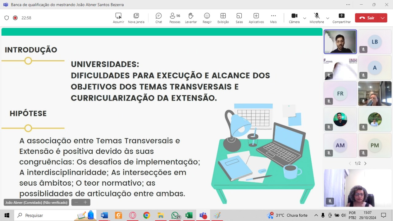Exame de Qualificação do Mestrando João Abner Santos Bezerra